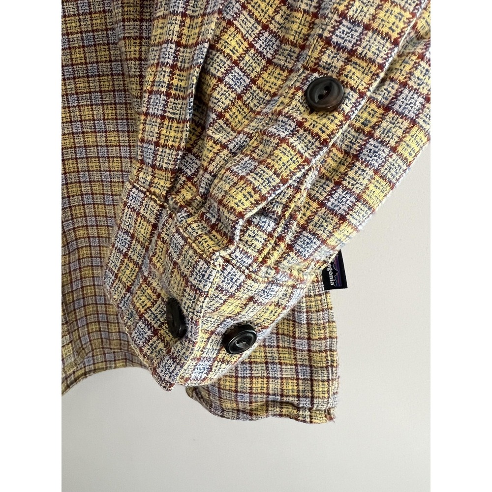 Patagonia Shirt Mens Large Yellow Plaid Organic Cotton Flannel Button Up Casual - Picture 4 of 7